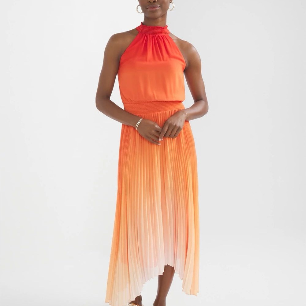 White House Black Market Red and Orange Maxi Dress